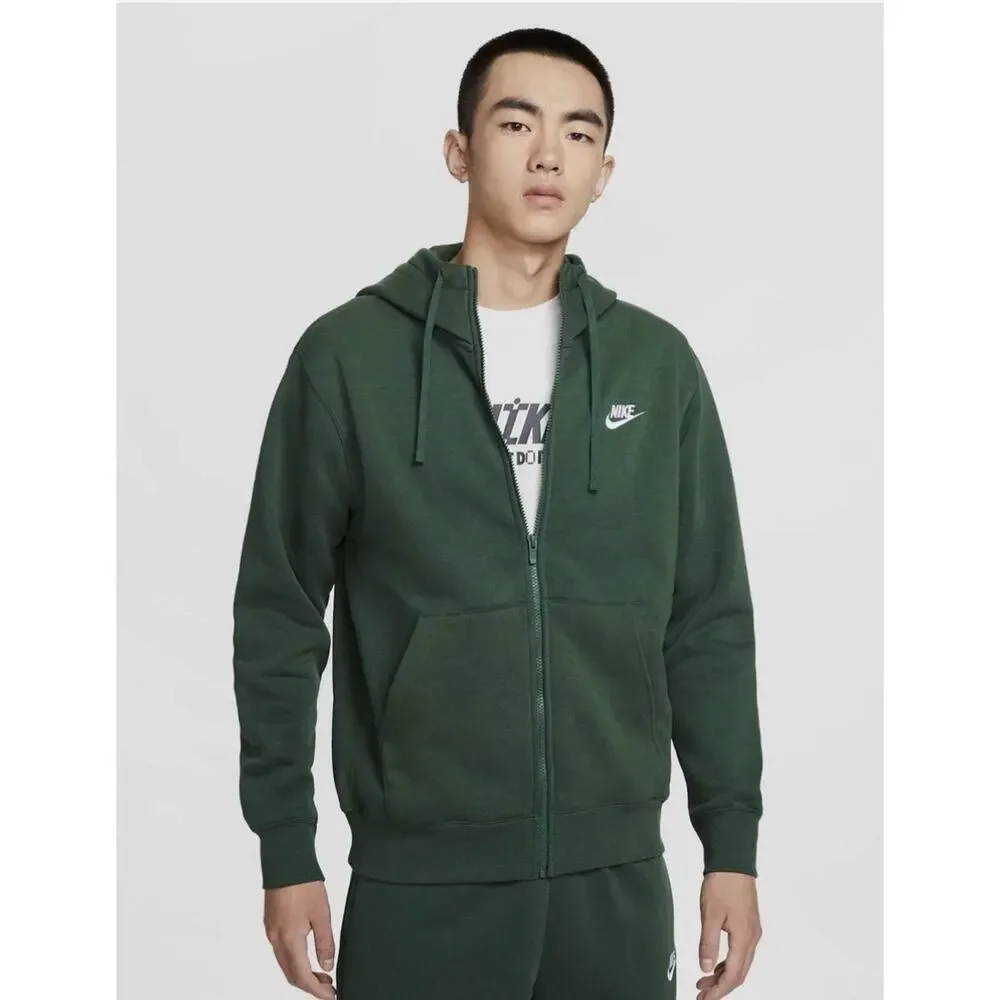 NWT Nike Sportswear Club Fleece Fir/Fir/White BV2645-323 Men's Zip Hoodie Size S